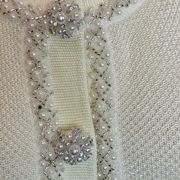 Self Portrait White Cream Knit Mini Dress - Size L - Picture 5 of 9